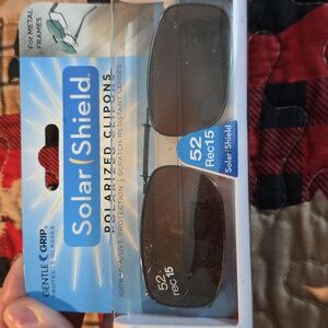 Polarized Clip-On Sunglasses - Brown Lens Solar Shield 52 Rec 15